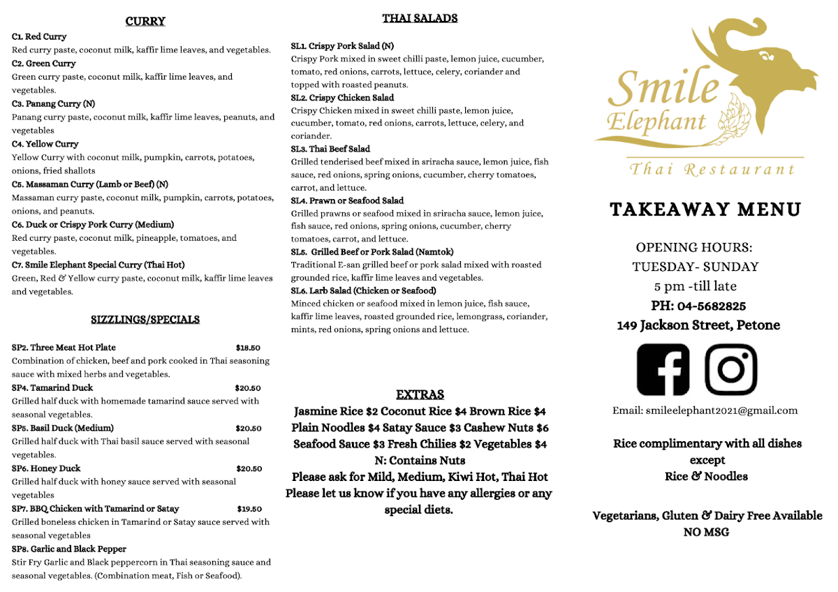 Menu Smile Elephant Thai Restaurant-1